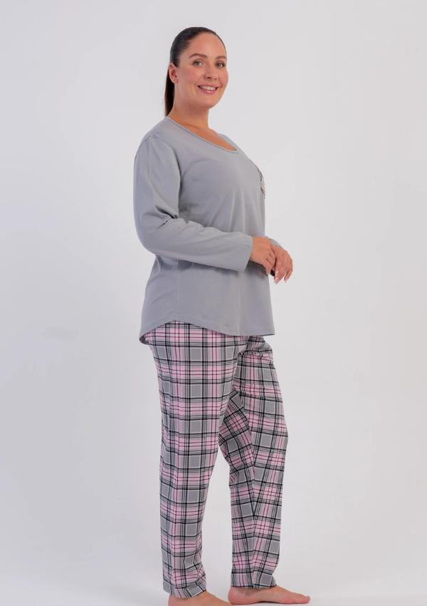 Piżama Damska Vienetta Gray Teddy, Szary, r. 1XL-4XL
