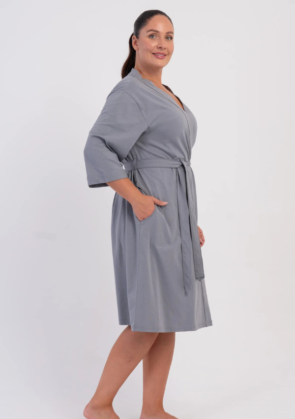 Szlafrok damski Vienetta Grey Essential, Szary, r. 1XL - 4XL