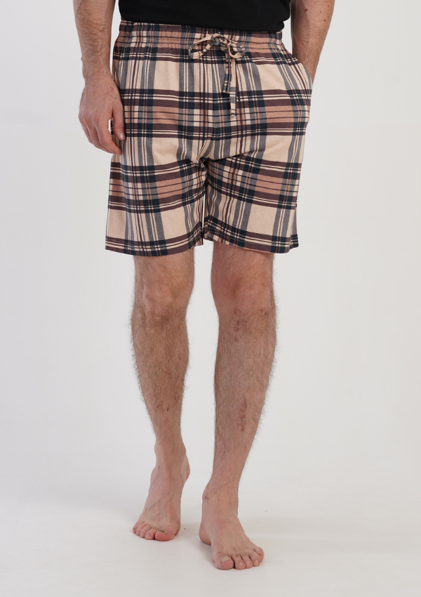 Spodnie męskie Vienetta Check Relax, Brązowy, r. M-XXL