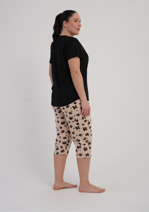 Piżama Damska Vienetta Floral Breeze, Czarny, r. 1XL-4XL