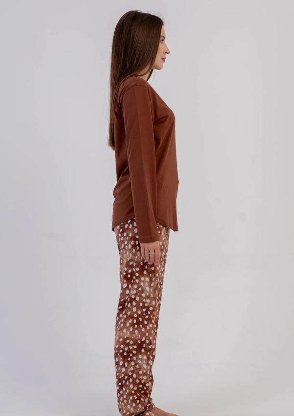 Piżama Damska Vienetta, Caramel Deer, Brązowy, r. M-XXL