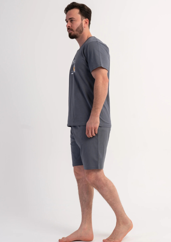 Piżama Męska Vienetta Graphite Fun, Szary, r. S-XL