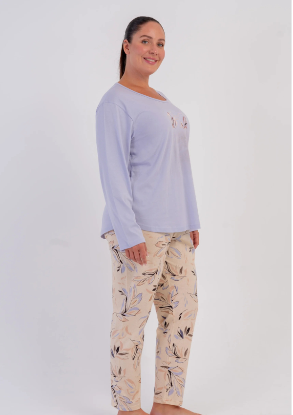 Piżama Damska Vienetta Sky Botanical, Niebieski, r. 1XL-4XL