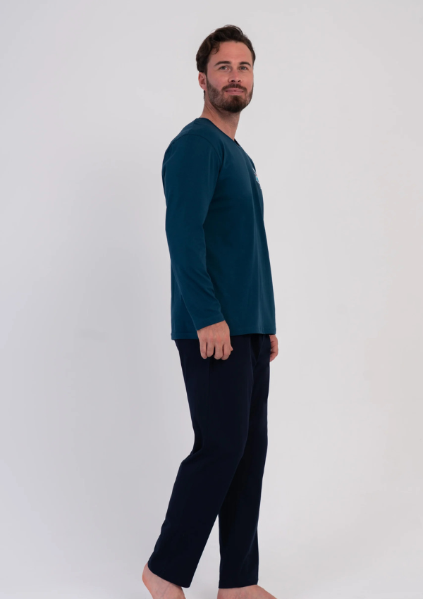 Piżama Męska Vienetta Midnight Drive, Niebieski, r. S-XL