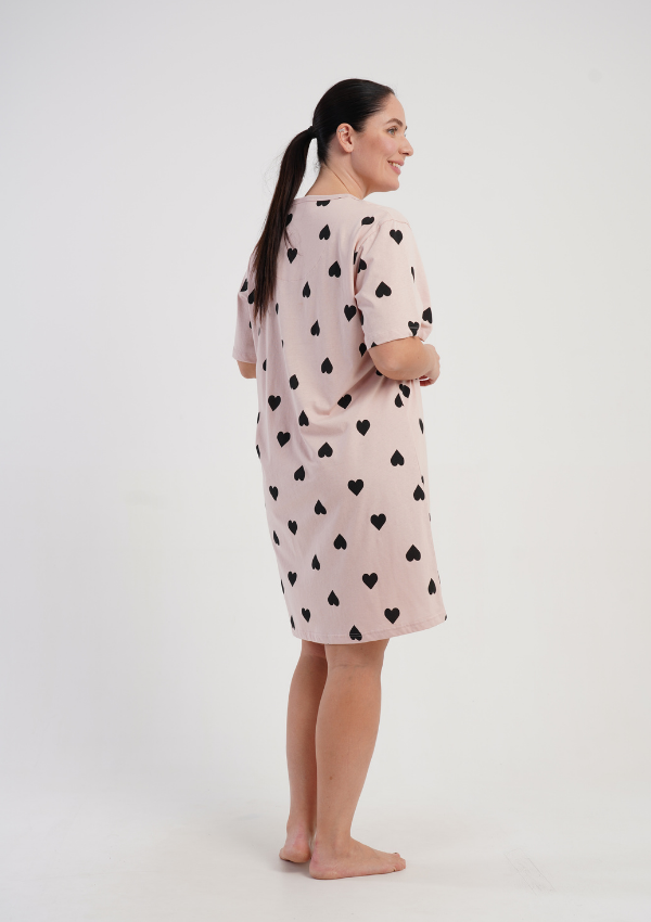 Koszula Nocna Damska Vienetta Soft Hearts, Różowy r. 1XL - 4XL