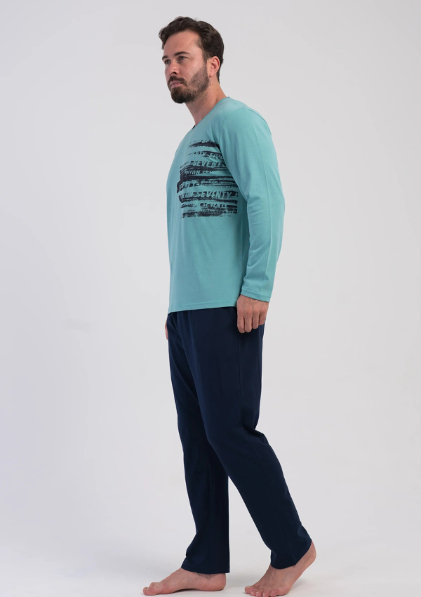 Piżama Męska Vienetta Navy Urban, Turkusowy r. M-XXL