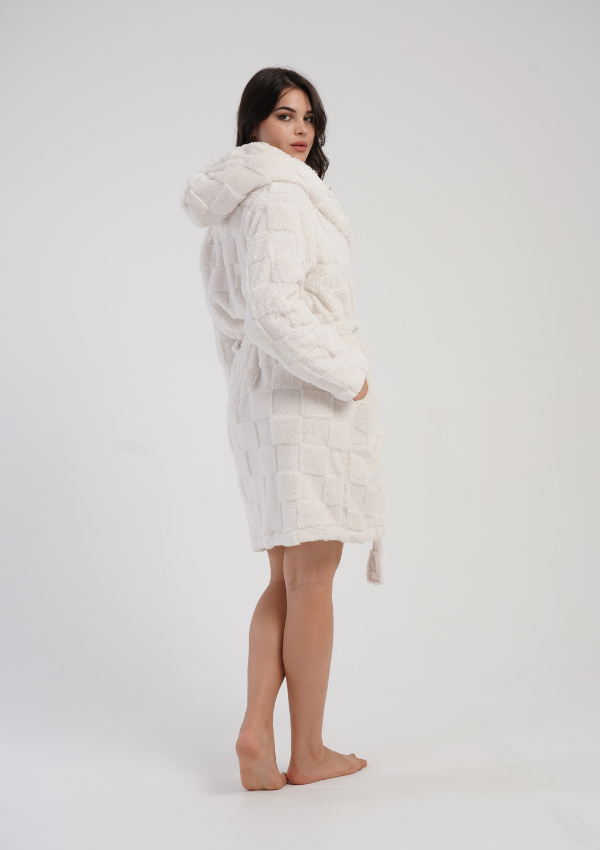 Szlafrok damski Vienetta, Soft Robe, Kremowy, r. S-L