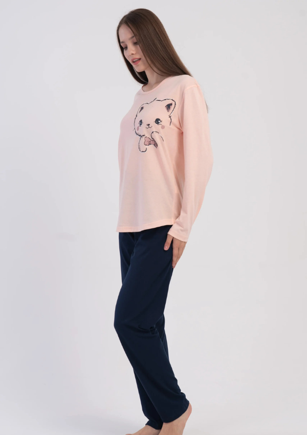 Piżama Damska Vienetta Sweet Cat, Różowy, r. S-XL