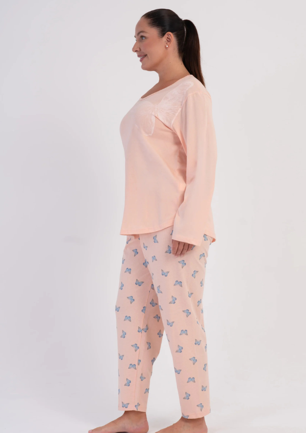 Piżama Damska Vienetta Butterfly Plus, Brzoskwiniowy, r. 1XL-4XL