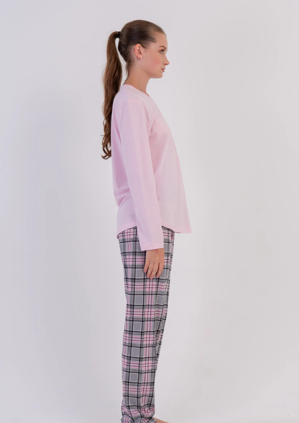 Piżama Damska Vienetta, Teddy Plaid, Różowy, r. M-XXL