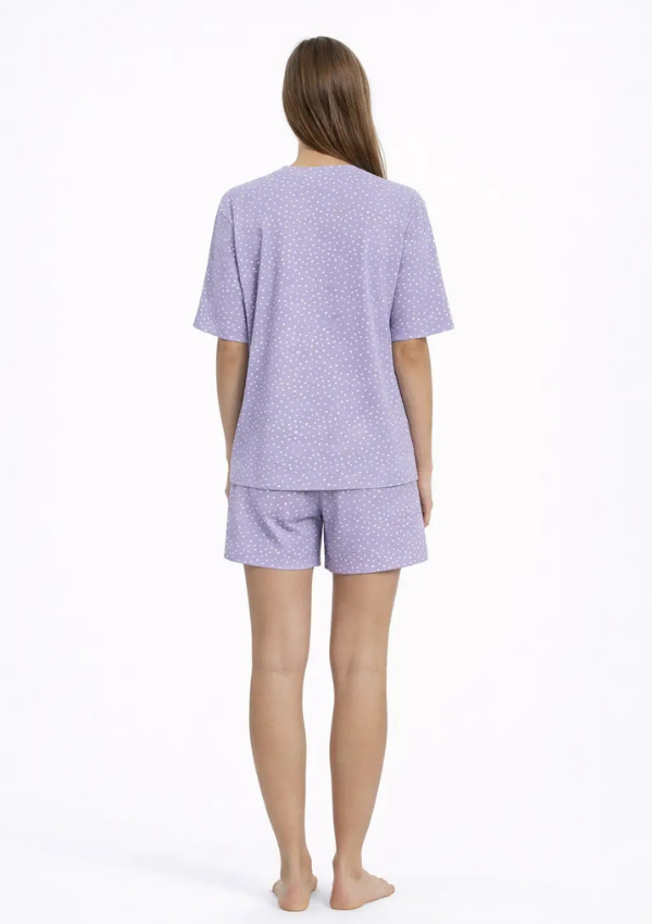 Piżama Damska Lilac Dot Set, Liliowy, M-XL