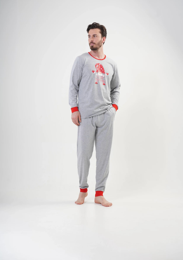 Piżama Męska Vienetta Festive Dude, Szary, r. S-XL
