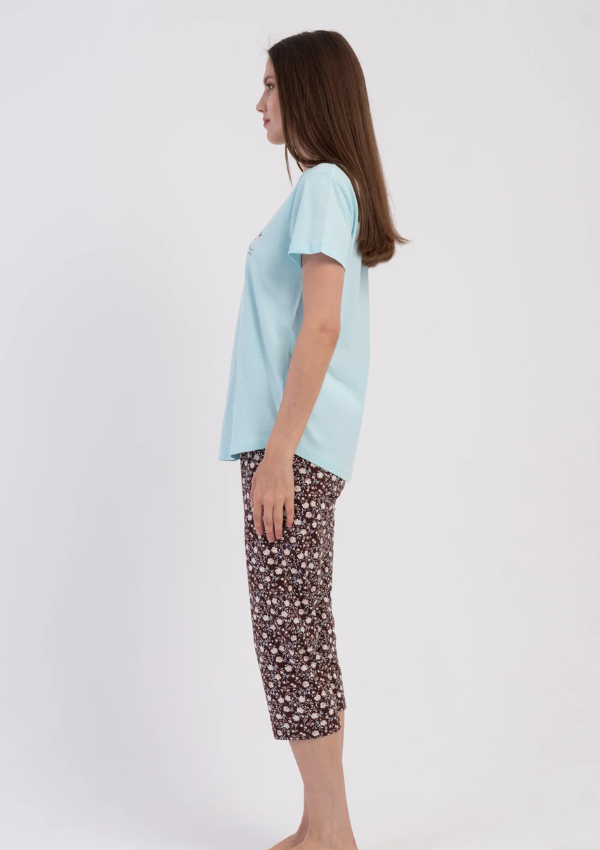 Piżama Damska Vienetta Blue Floral, Niebieski, r. M-XXL