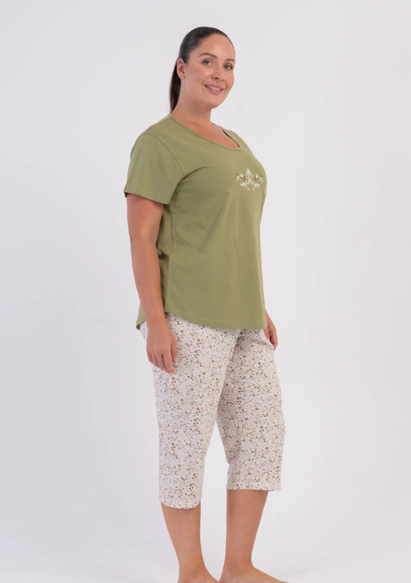 Piżama Damska Vienetta Sage Floral Summer, Zielony, r. 1XL-4XL
