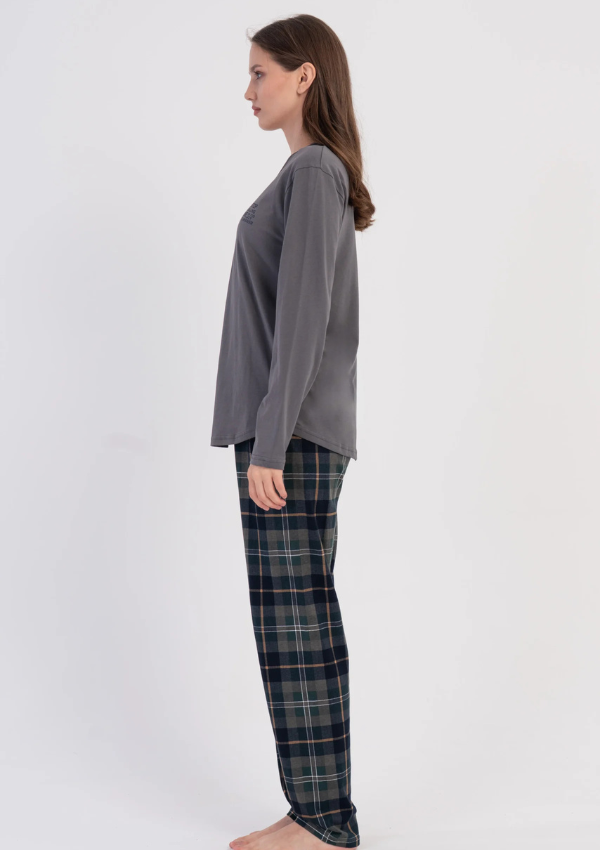 Piżama Damska Vienetta Gray Check, Szary, r. S-XL