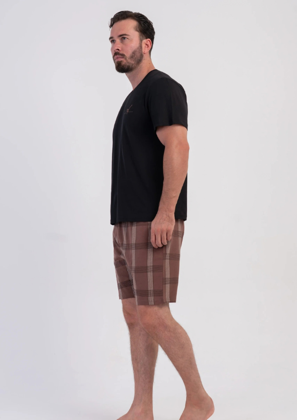 Piżama Męska Vienetta Check Summer, Czarny, r. 1XL-4XL