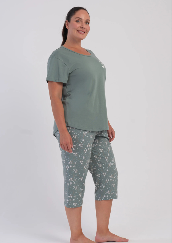 Piżama Damska Vienetta Floral Breeze, Zielony, r. 1XL-4XL
