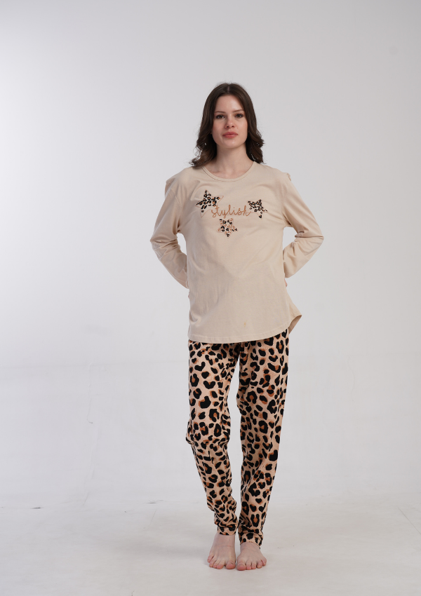 Piżama Damska Vienetta Wild Stellar, Beżowy, r. 1XL-4XL