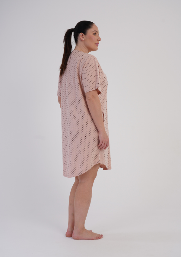 Koszula Nocna Damska Teddy Dots, Różowy, r. 1XL - 4XL