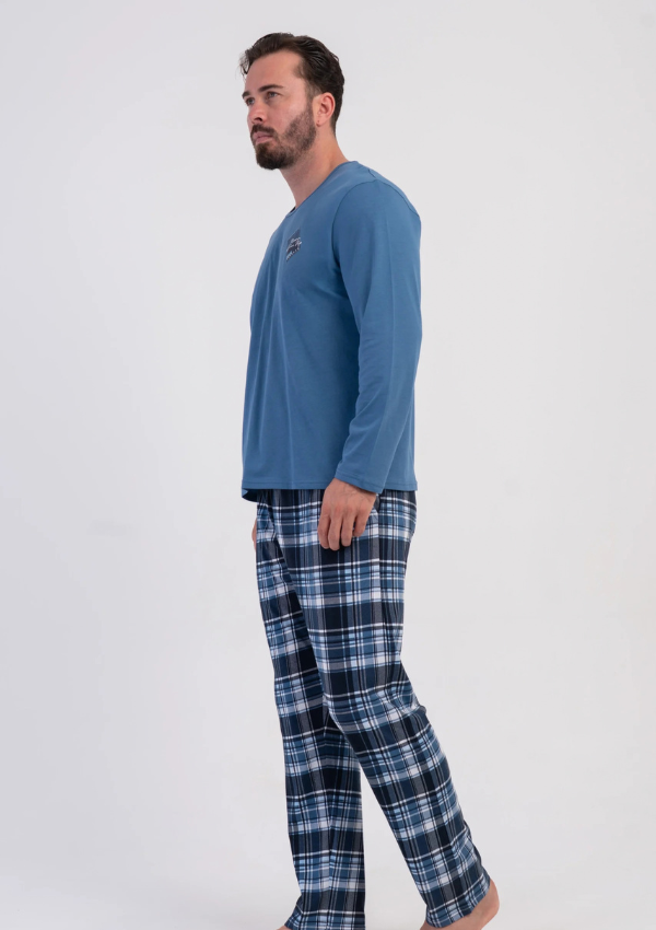 Piżama Męska Vienetta Blue Harbor, Niebieski, r. M-XL