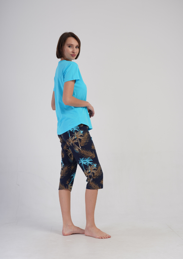 Piżama Damska Vienetta Palm Escape, Turkusowy, r. L-XXL