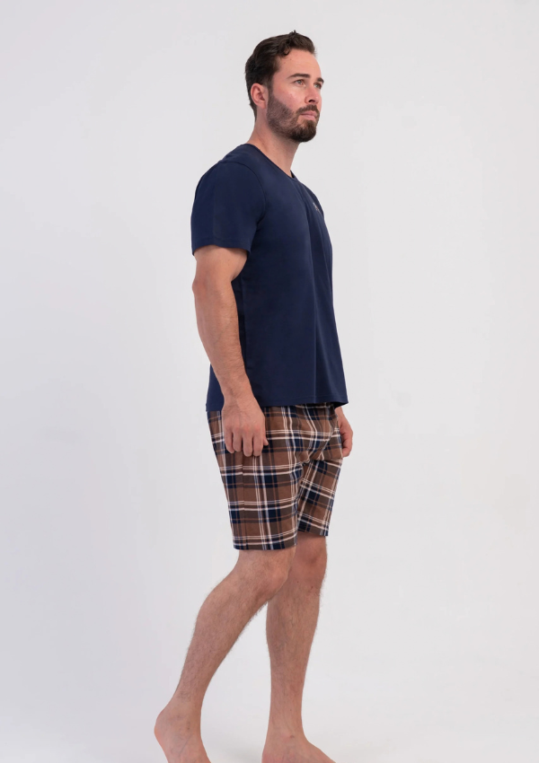 Piżama Męska Vienetta Mocha Navy, Granatowy, r. M-XXL