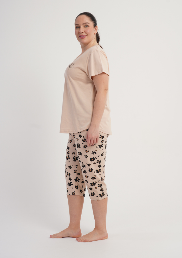 Piżama Damska Vienetta Floral Breeze, Beżowy, r. 1XL-4XL