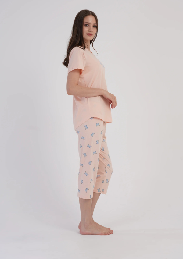 Piżama Damska Vienetta Peach Butterfly, Brzoskwiniowy, r. M-XXL