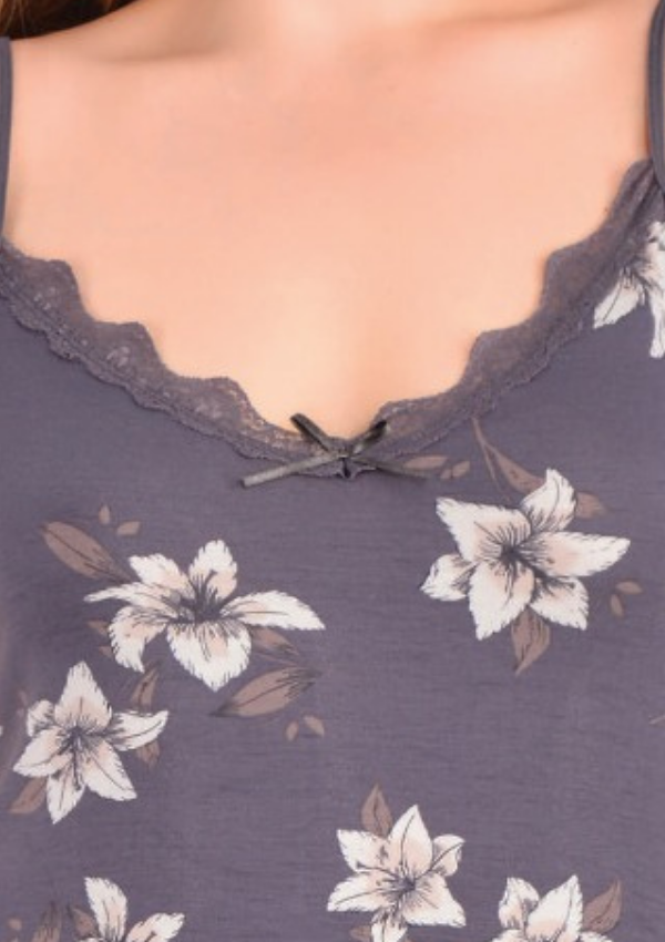 Koszula Nocna Gray Flower Night, Szary, r. 2XL - 5XL