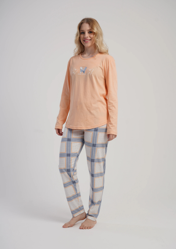 Piżama Damska Vienetta Sweet Dreams, Brzoskwiniowy r. S-XL