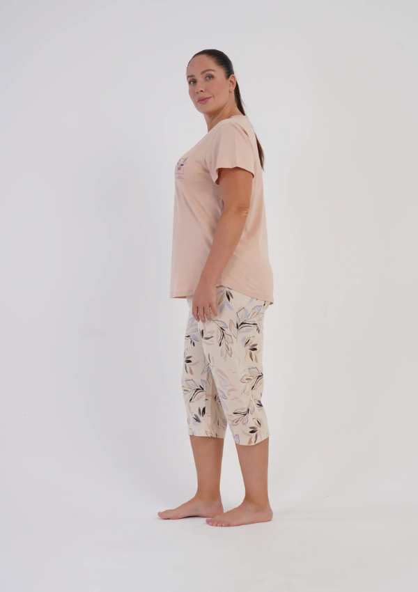 Piżama Damska Vienetta Sand Botanical, Beżowy, r. 1XL-4XL