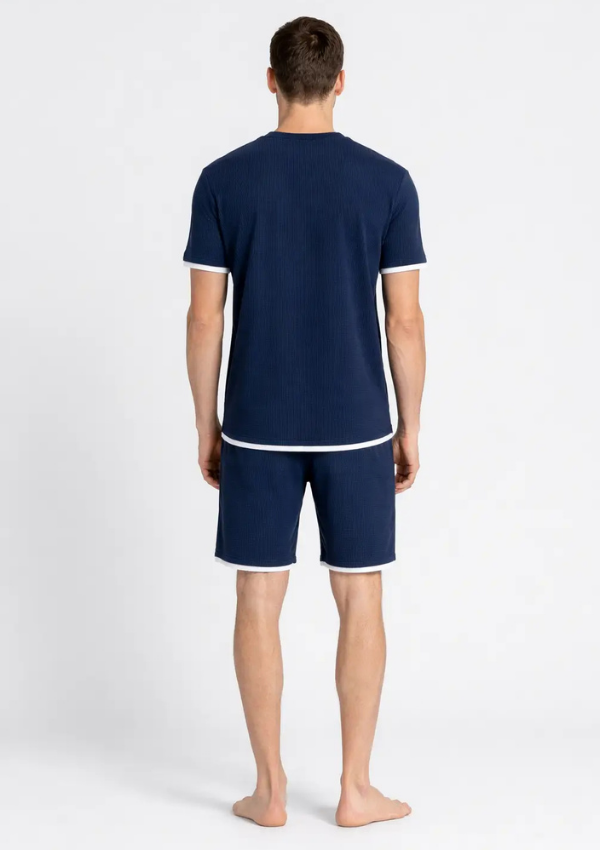 Piżama Męska Navy Waffle Set, Granatowy, r. M-XL