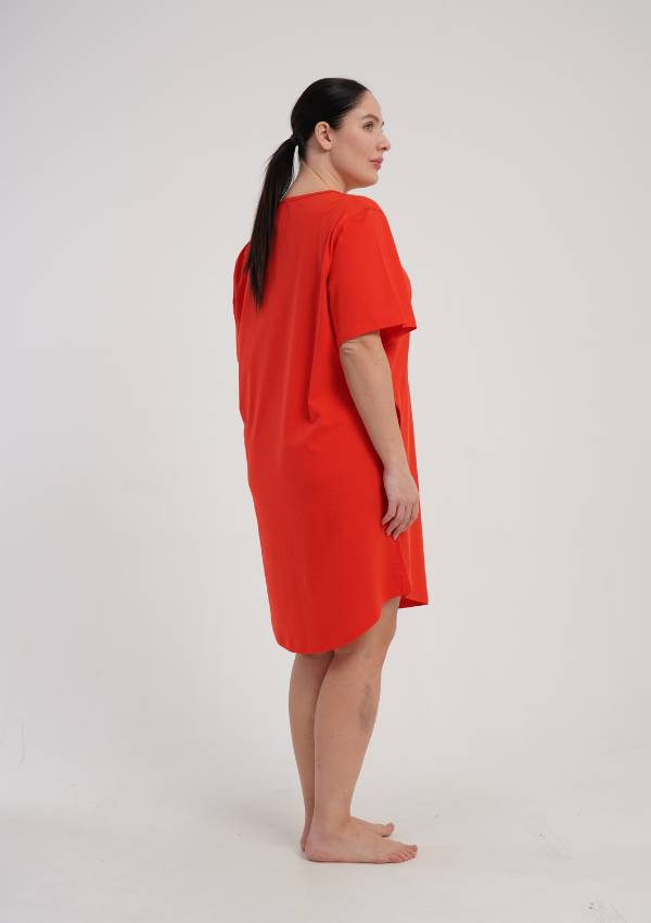 Koszula Nocna Damska Vienetta Apricot Breeze, Czerwony, r. 1XL - 4XL
