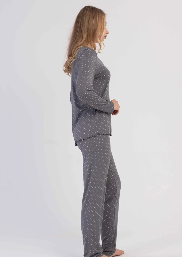 Piżama Damska Vienetta Dots Dream, Szary, r. S-XL