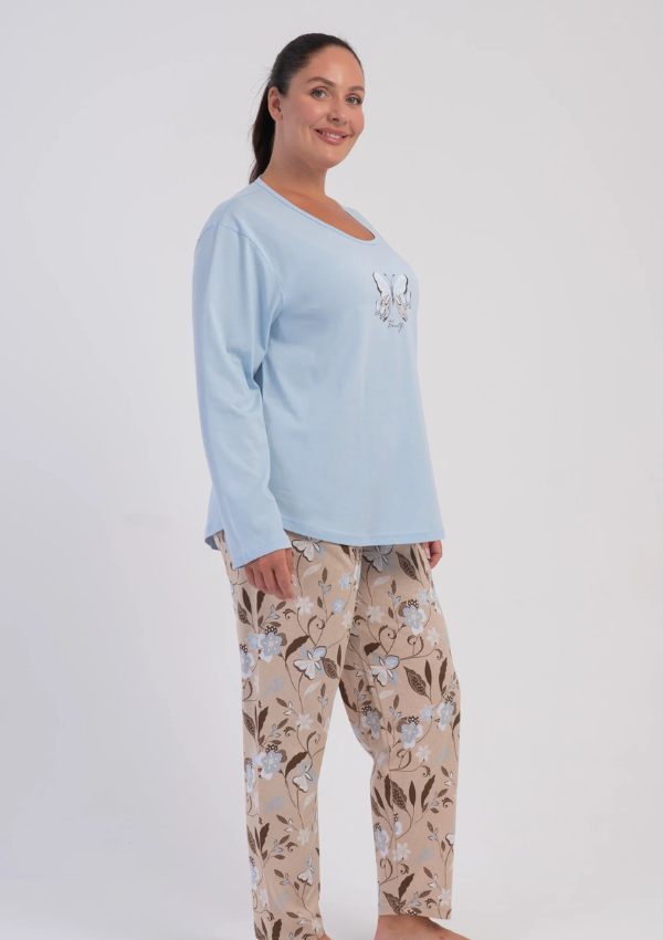 Piżama Damska Vienetta Sand Butterfly, Niebieski, r. 1XL-4XL