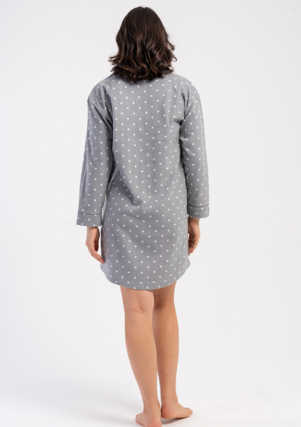 Koszula Nocna Damska Vienetta Warm Dots, Szary, r. M- XXL