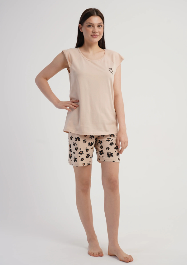 Piżama Damska Vienetta Floral Summer, Beżowy, M -XXL