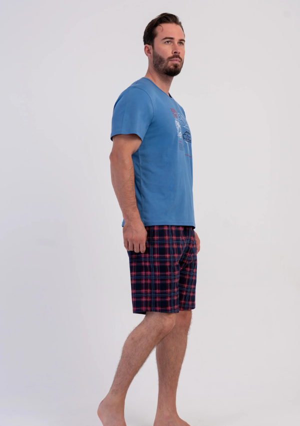 Piżama Męska Vienetta Trip Summer, Niebieski, r. S-XL