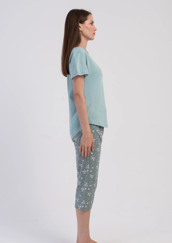 Piżama Damska Vienetta Sage Floral, Zielony, r. M-XXL