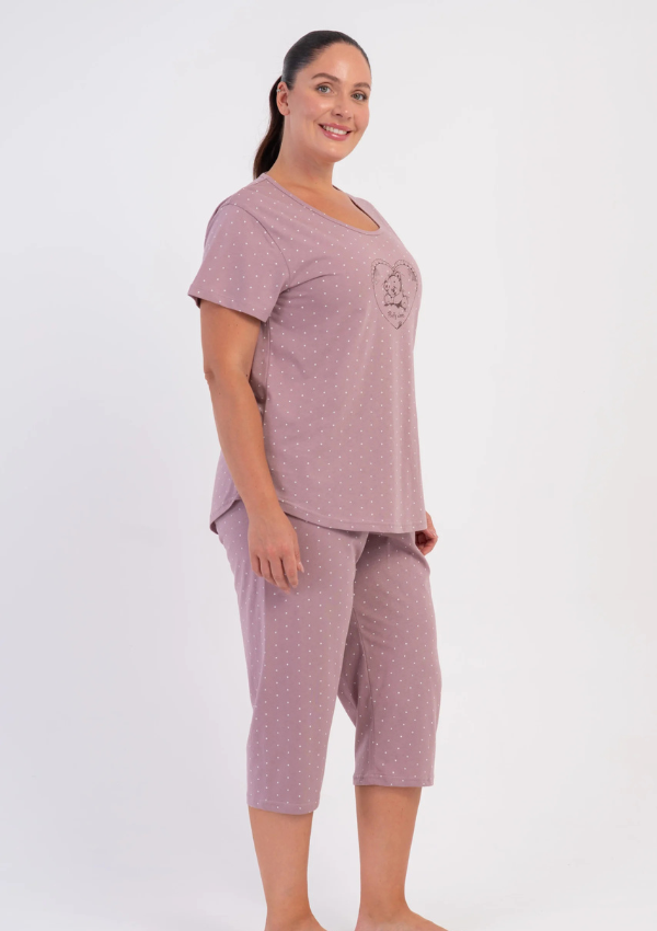Piżama Damska Vienetta Rose Teddy Heart, Różowy, r. 1XL-4XL