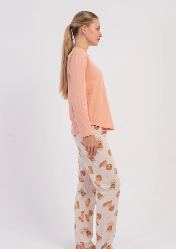 Piżama Damska Vienetta, Teddy Cozy, Brzoskwiniowy, r. S-XL