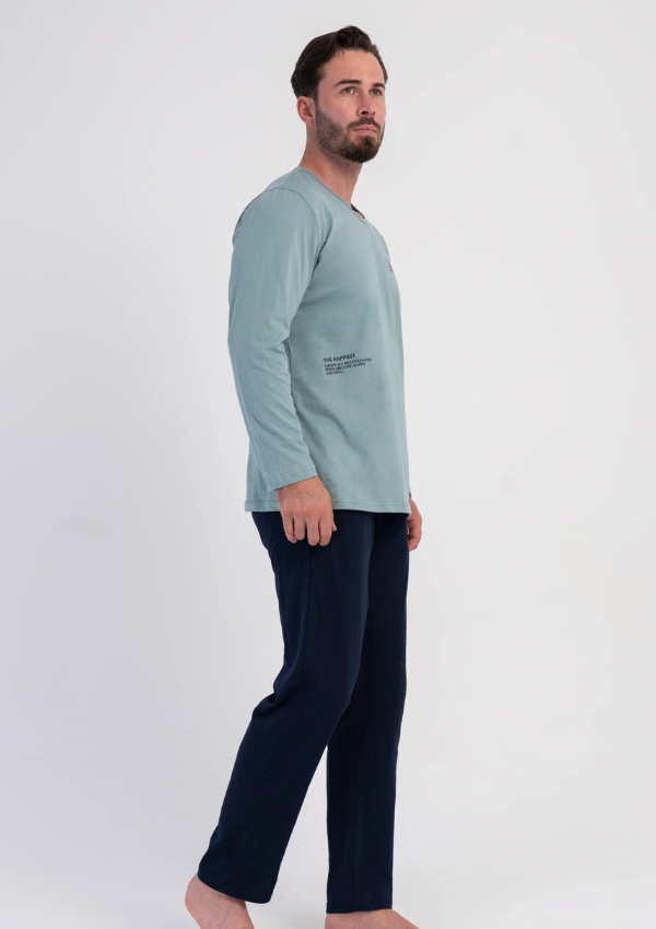Piżama Męska Vienetta Navy Modern, Turkusowy, r. M-XXL