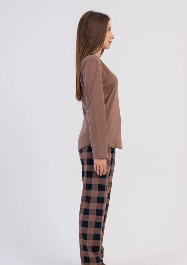 Piżama Damska Vienetta, Mocha Navy, Brązowy, r. S-XL