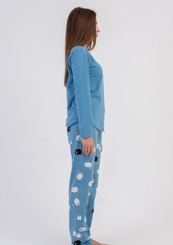 Piżama Damska Vienetta, Blue Sheep, Niebieski, r. S-XL