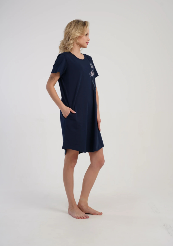 Koszula Nocna Vienetta Navy Flower, Granatowy, r. M-XXL