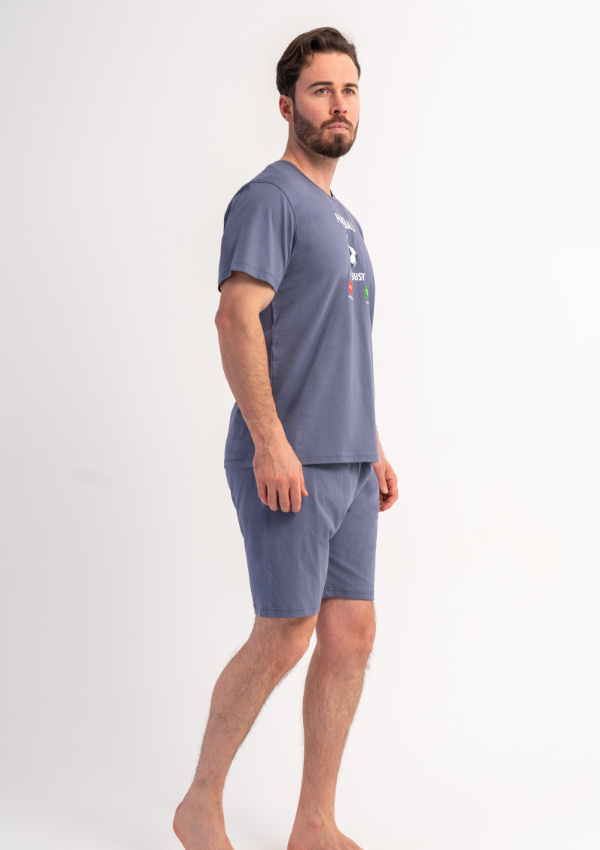 Piżama Męska Vienetta Blue Match, Niebieski, r. 1XL-4XL