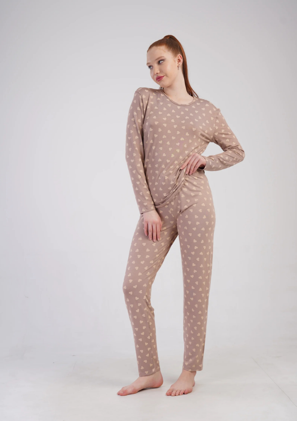 Piżama Damska Vienetta Soft Hearts, Beżowy, r. 1XL-3XL