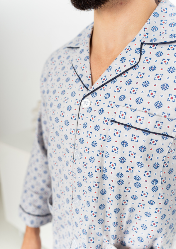 Piżama Męska Flannel Comfort, Niebieski, r. M- XXXL