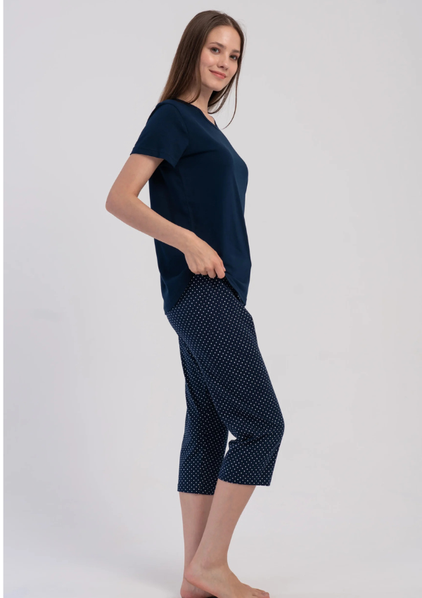 Piżama Damska Vienetta Half Dots, Granatowy, r. M-XXL