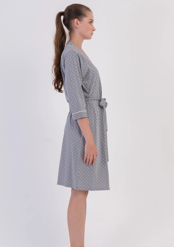 Szlafrok damski Vienetta Blush Grey, Szary, r. M-XXL